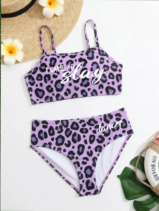 Purple Leopard Dancer Swimsuit 2pc Set