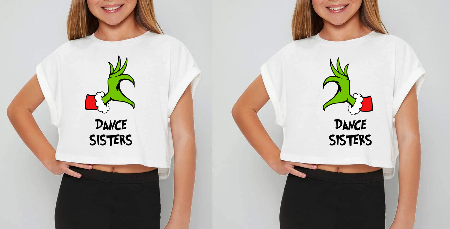 Dance Sisters Grinch Cropped Shirt (Wording on Both Shirts)