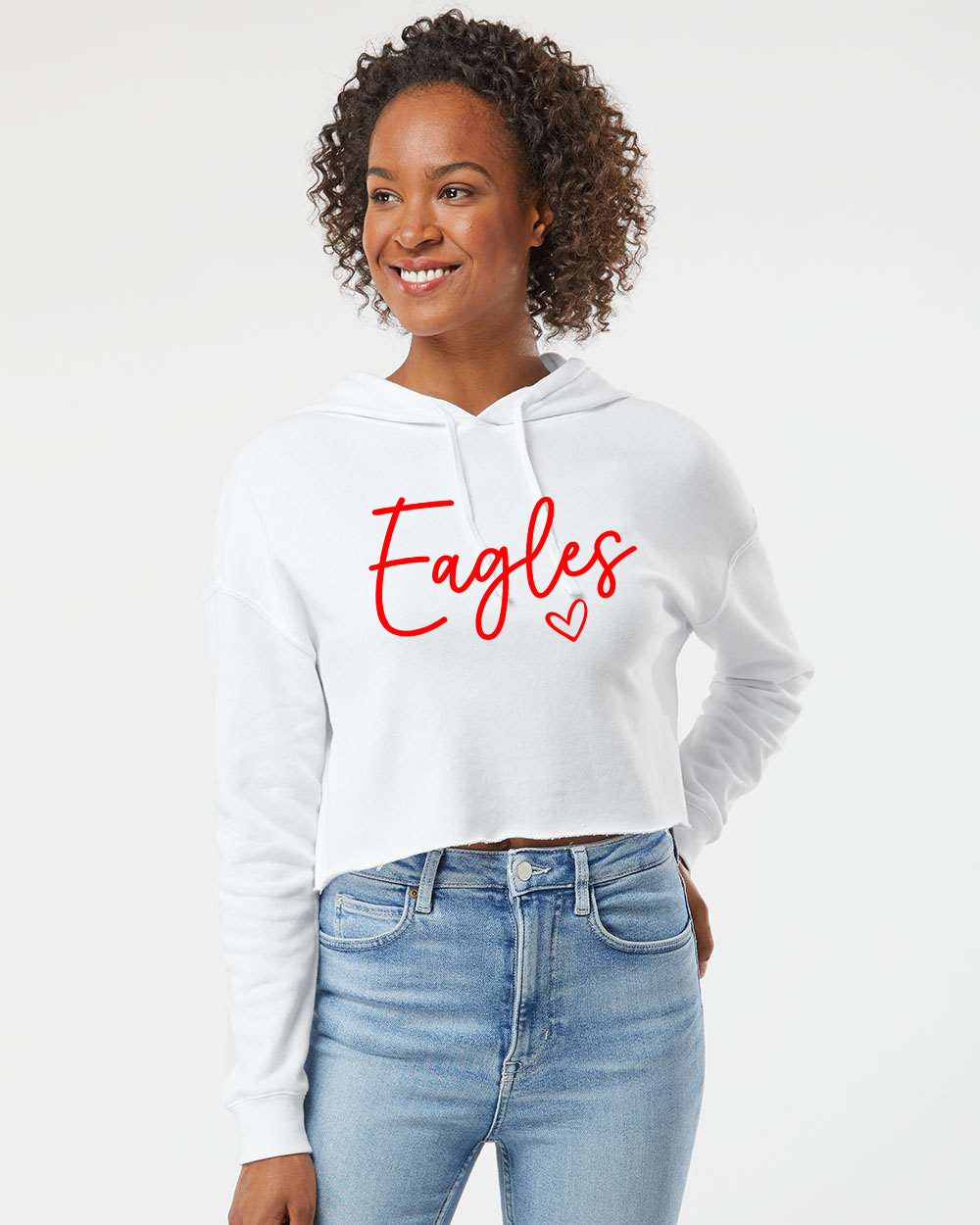 Eagles Cropped Adult Hoodie - White