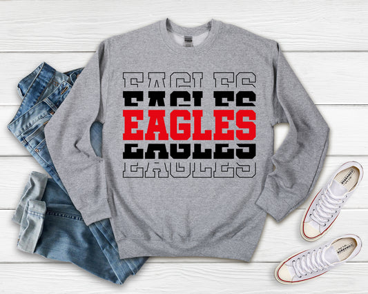 Eagles on Repeat Shirt - Black Red Lettering
