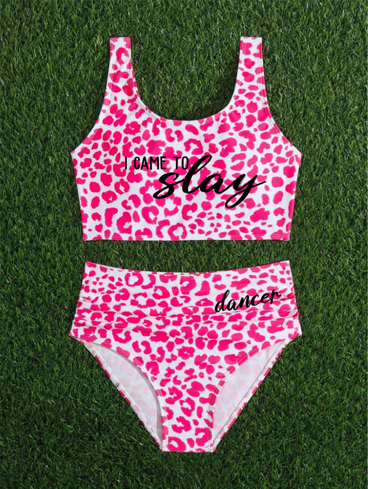 Pink Cheetah Dancer Swimsuit 2pc Set