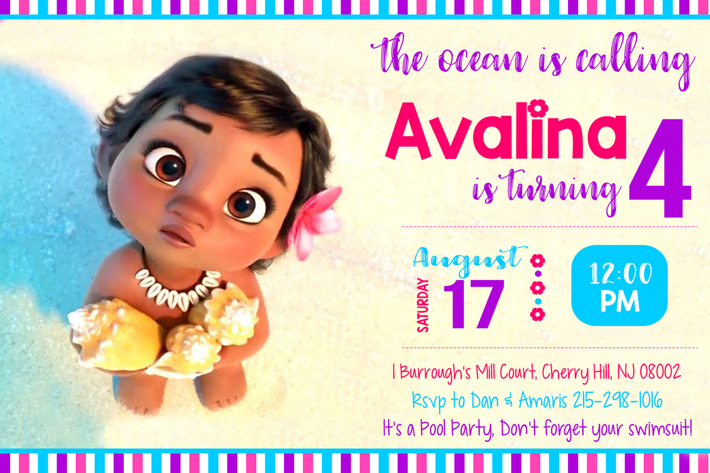 Moana Birthday Invitation