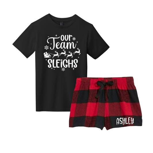 **Adult Size**Our Team Sleighs Tshirt & Short Set