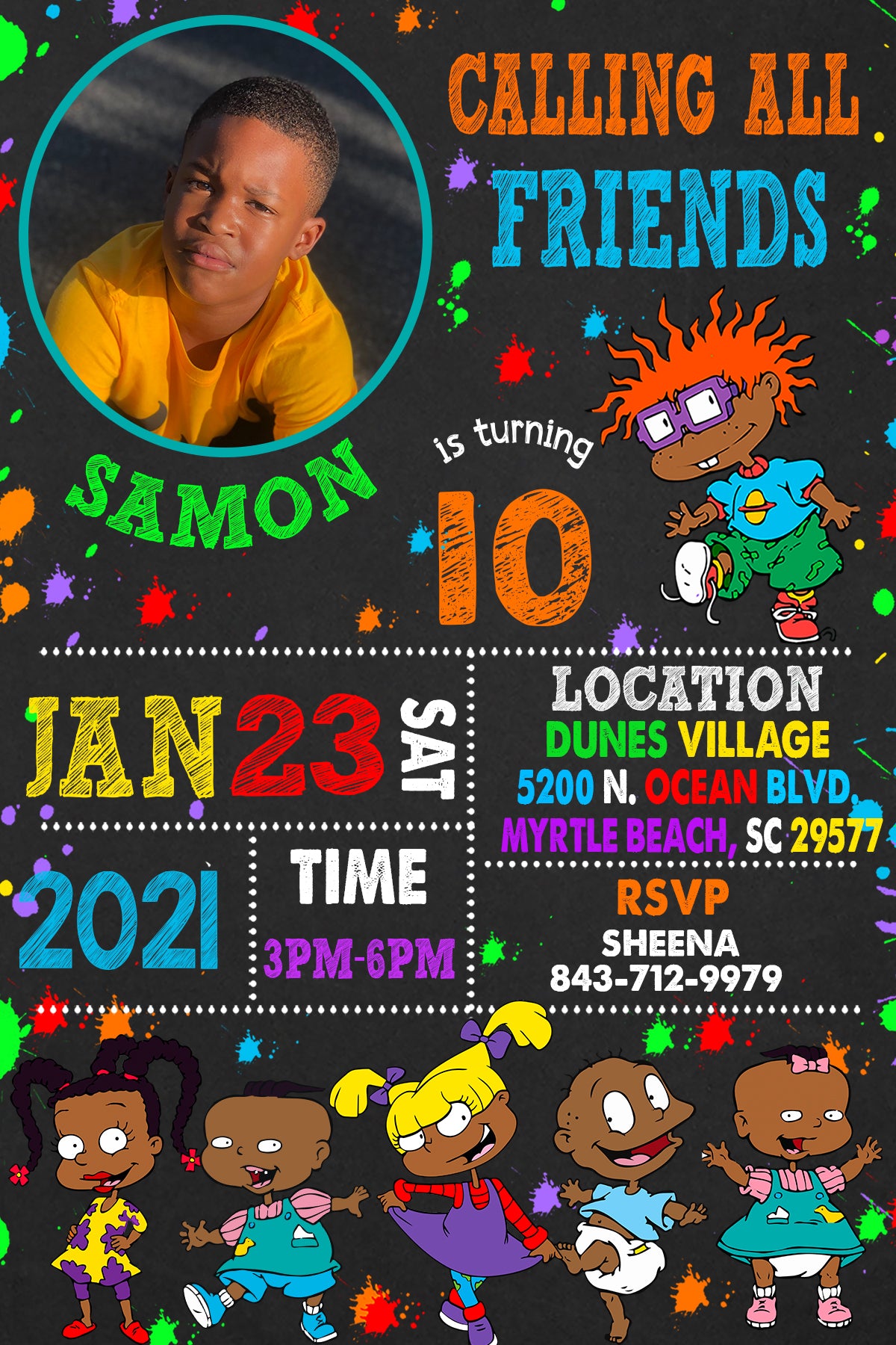 African American Rugrats Invitation