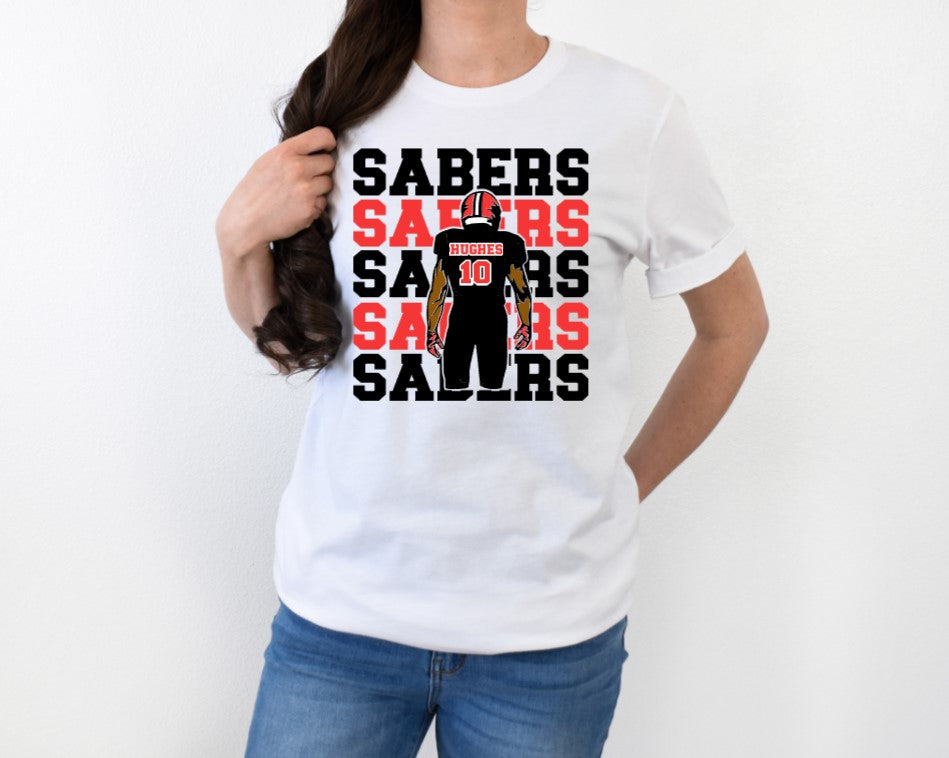 Sabers Custom Player Football White Shirt