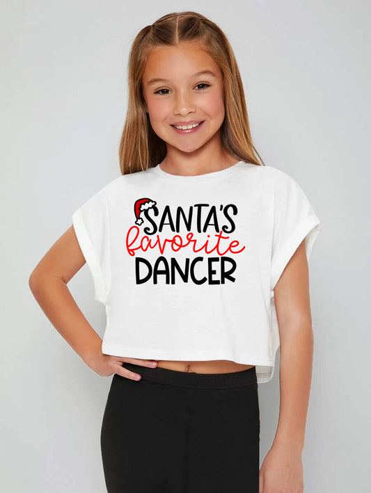 Santa's Favorite Dancer Crop White Shirt