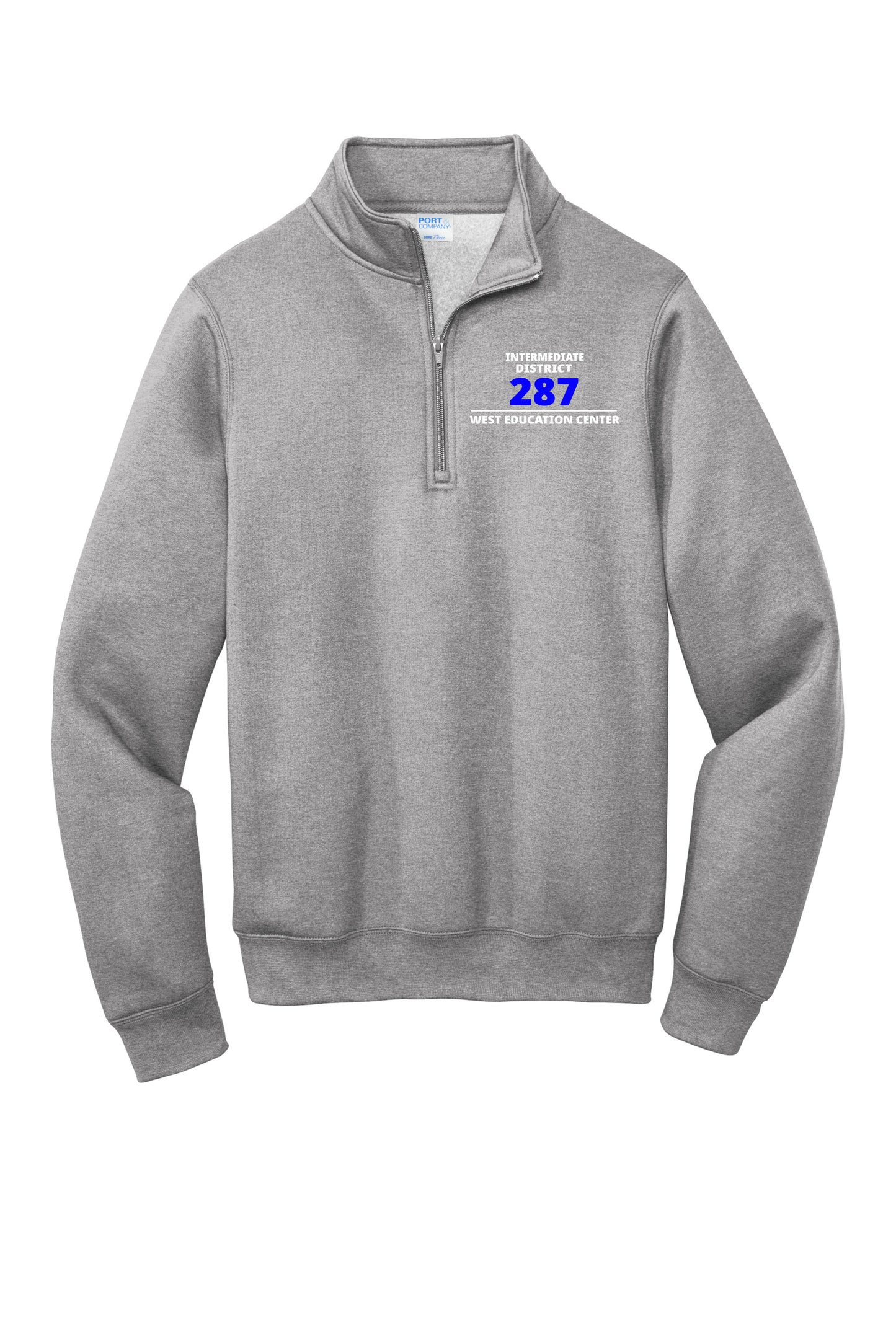 West Education Bulldogs Half Zip Sweatshirt District 287 Logo