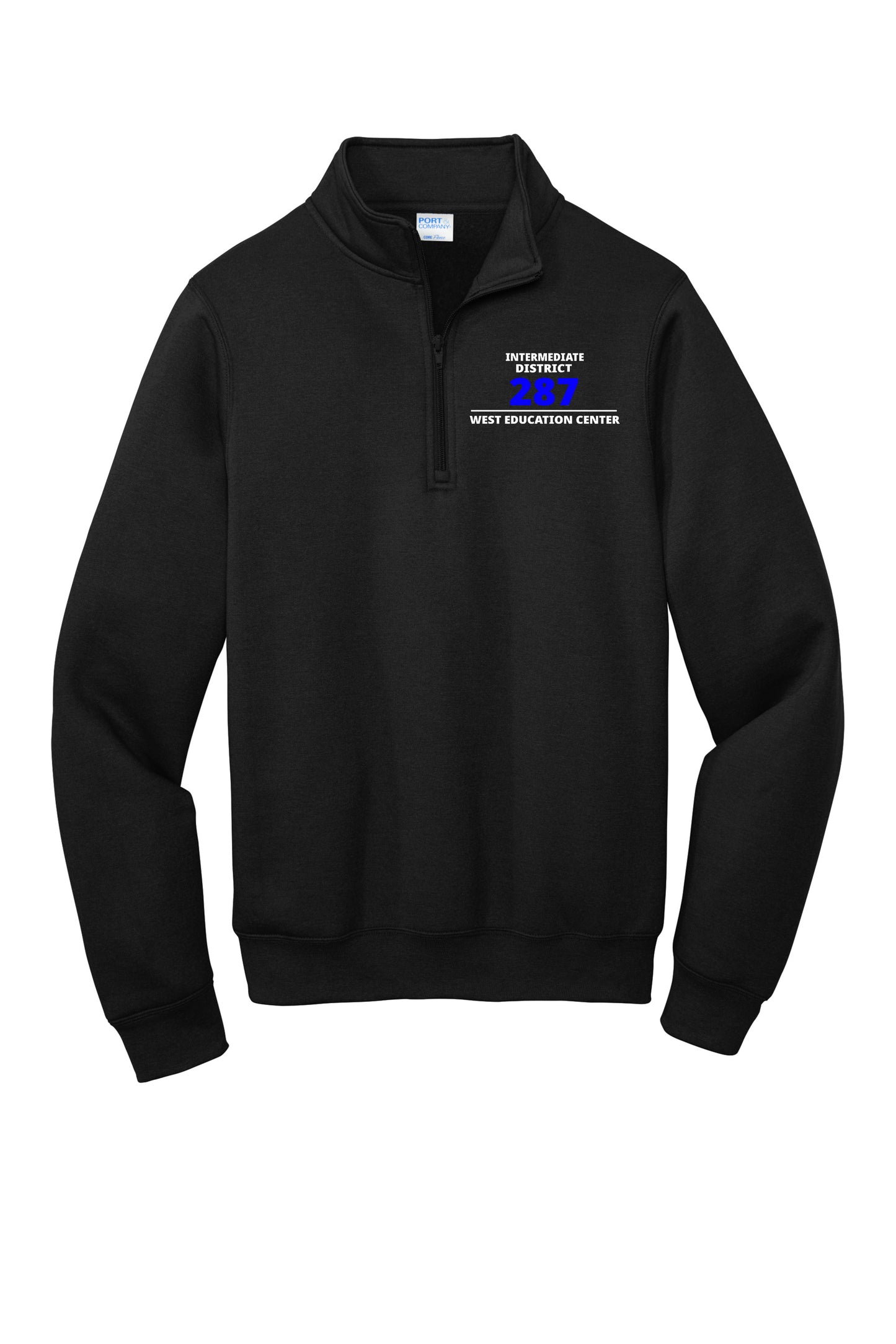 West Education Bulldogs Half Zip Sweatshirt District 287 Logo