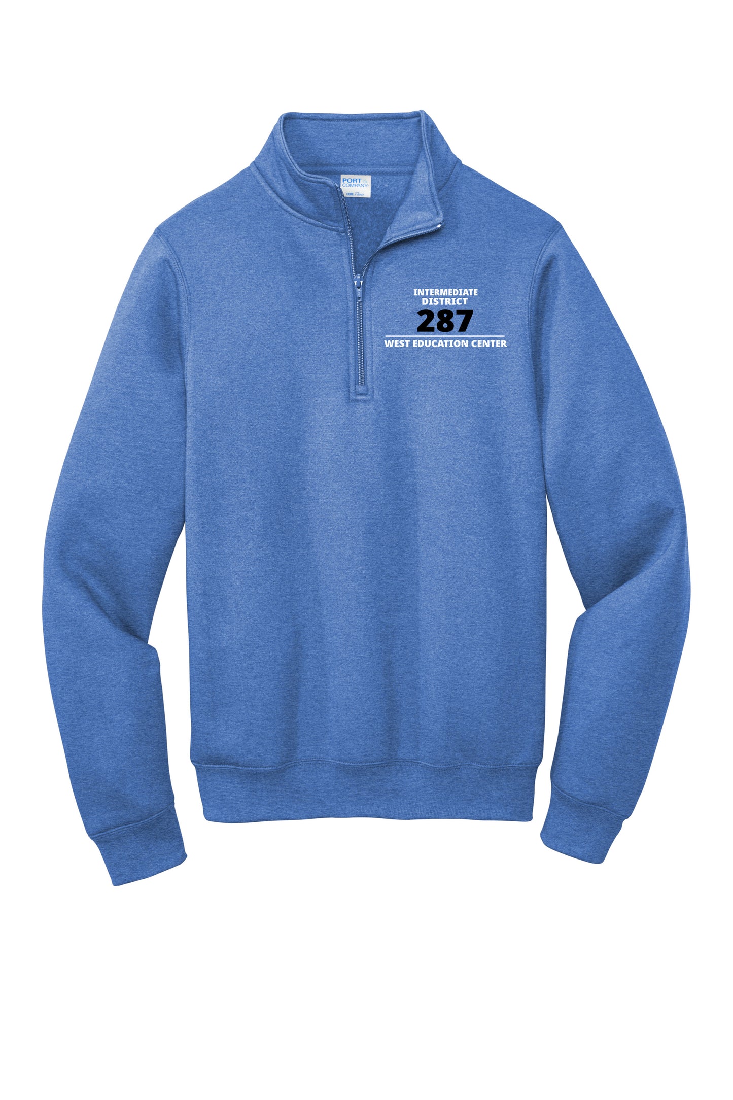 West Education Bulldogs Half Zip Sweatshirt District 287 Logo